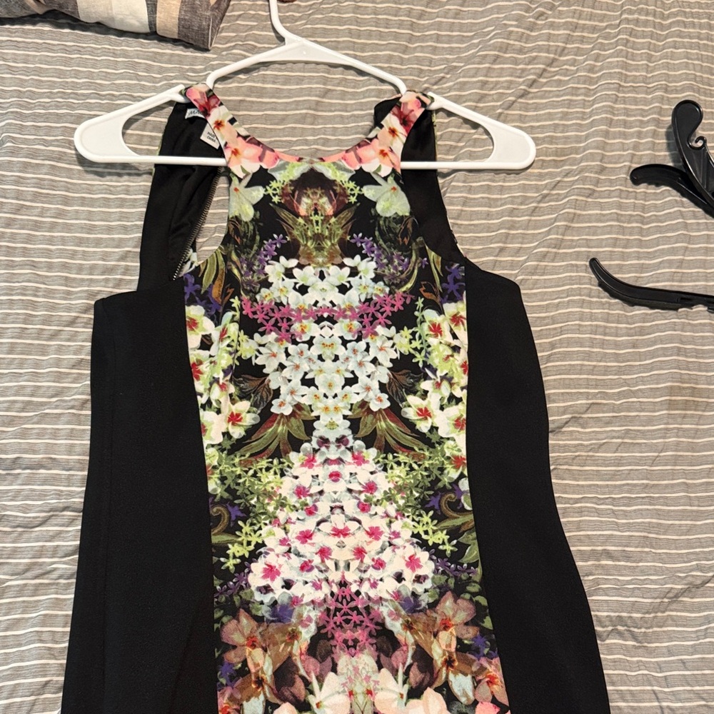 Maggy London Black and Multicolor Floral Dress
